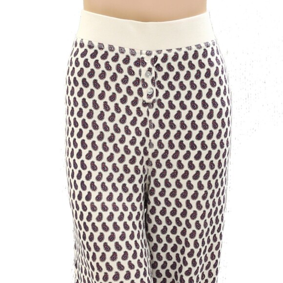 By Anthropologie Waffle-Knit Pajama Pants Ribbed High Waisted Pull-on L-P 273516 - Picture 10 of 13